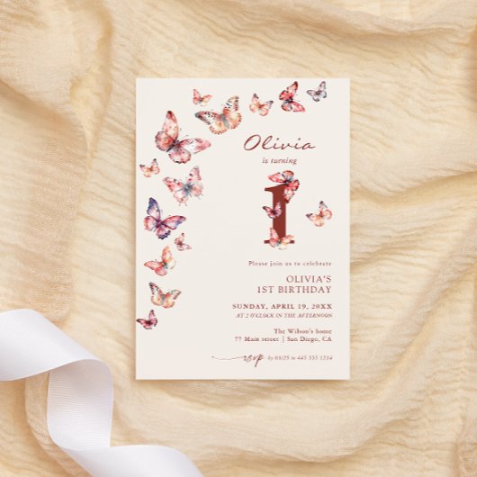 Invitation Boho Butterfly 1er anniversaire