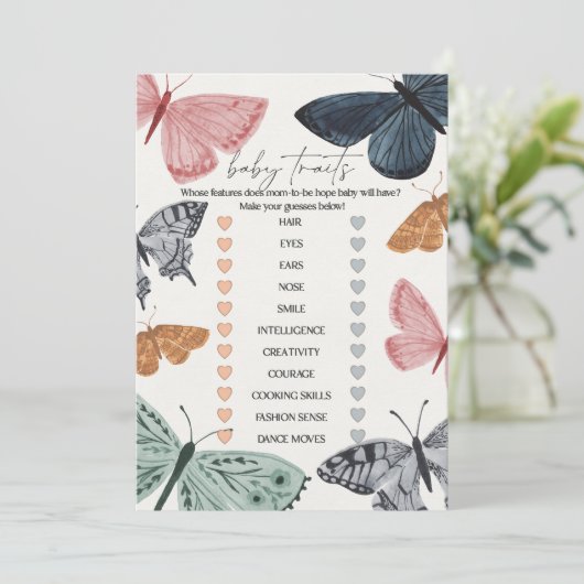 Invitation Boho Butterfly Baby shower Baby Traits Jeu (Debout devant)