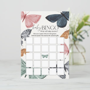Invitation Boho Butterfly Baby shower Bingo Jeu