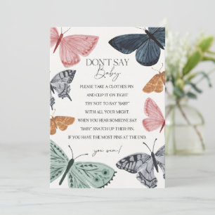 Invitation Boho Butterfly Baby shower Ne pas dire Baby Game