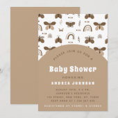 Invitation Boho Butterfly Earthy Rainbow Baby shower neutre (Devant / Derrière)