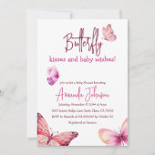 Invitation Boho Butterfly embrasse Baby shower fille rose (Devant)