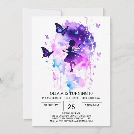 Invitation Boho Butterfly Fairy Anniversaire plaisir (Devant)
