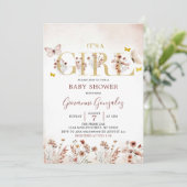 Invitation Boho Butterfly Fleur sauvage Baby shower fille (Debout devant)