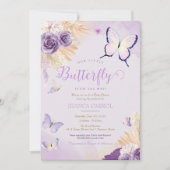Invitation Boho Butterfly Lavender Purple Baby shower Floral (Devant)