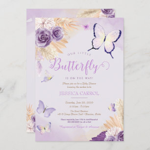 Invitation Boho Butterfly Lavender Purple Baby shower Floral