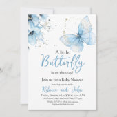 Invitation Boho Butterfly Wildflower Floral Boy Baby Shower (Devant)