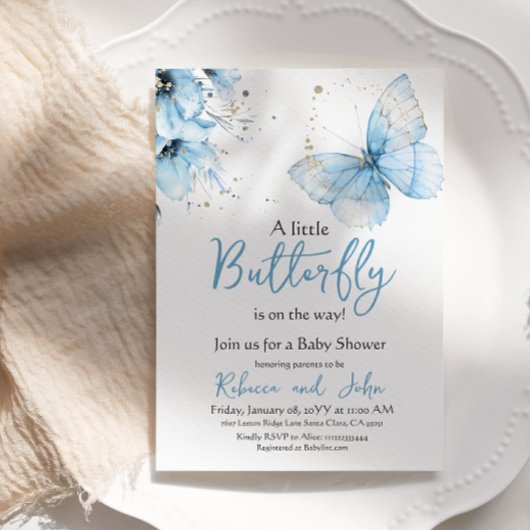 Invitation Boho Butterfly Wildflower Floral Boy Baby Shower
