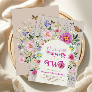 Invitation Boho Butterfly Wildfower Girl 2e anniversaire