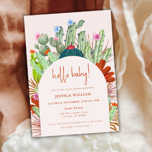 Invitation Boho Cactus Arch Desert Pampas Bonjour Baby shower