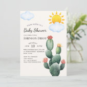 Invitation Boho Cactus Baby Shower (Debout devant)