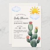 Invitation Boho Cactus Baby Shower (Devant / Derrière)