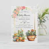 Invitation Boho Cactus Baby Shower (Debout devant)