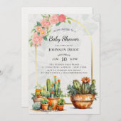 Invitation Boho Cactus Baby Shower (Devant / Derrière)