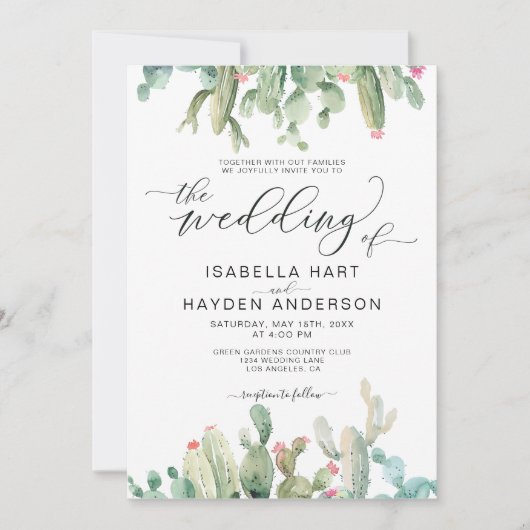 Invitation Boho Cactus Cactus Désert Succulents Mariage (Devant)