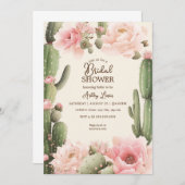Invitation Boho Cactus floral Désert fleurs de cactus rose (Devant / Derrière)