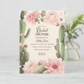 Invitation Boho Cactus floral Désert fleurs de cactus roses (Debout devant)