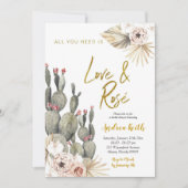 Invitation Boho Cactus Love and Rosé Fête des mariées (Devant)