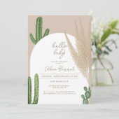 Invitation Boho cactus pampas arc baby shower bonjour (Debout devant)