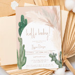 Invitation Boho cactus pampas arc baby shower bonjour<br><div class="desc">bonjour bébé ! Tropical Boho désert cactus vert et pampas herbe genre neutre bonjour baby shower cactus sauvages,  aquarelle de pampas,  arche en forme de terre bouchée avec des couleurs beige clair et terre cuite.</div>