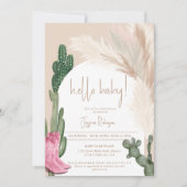 Invitation Boho cactus pampas arc baby shower bonjour (Devant)