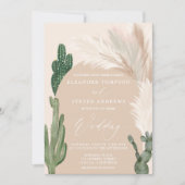 Invitation Boho cactus pampas arche pierre de terre beige mar (Devant)