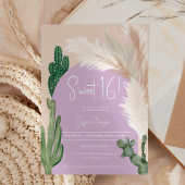 Invitation Boho cactus pampas arche pourpre teinte terre douc