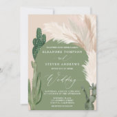 Invitation Boho cactus pampas arche terre verte ton mariage (Devant)