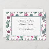 Invitation Boho Cactus, Succulent & Floral - Mariage (Devant / Derrière)