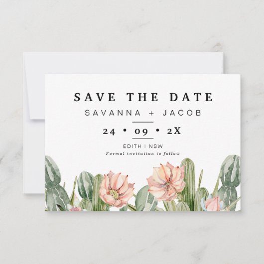 Invitation Boho Cactus Succulents Mariage Enregistrer La Cart (Devant)
