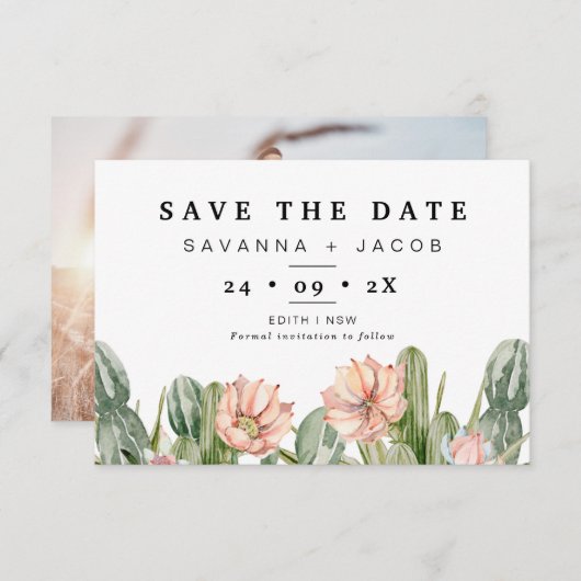 Invitation Boho Cactus Succulents Mariage Enregistrer La Cart (Devant / Derrière)