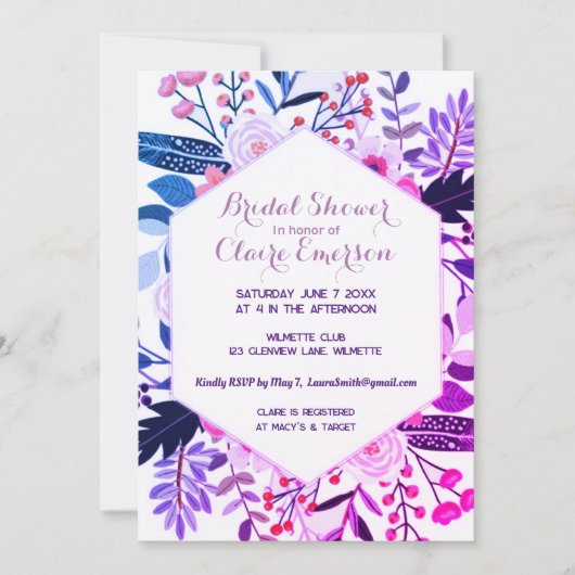 Invitation Boho cadre floral (Devant)