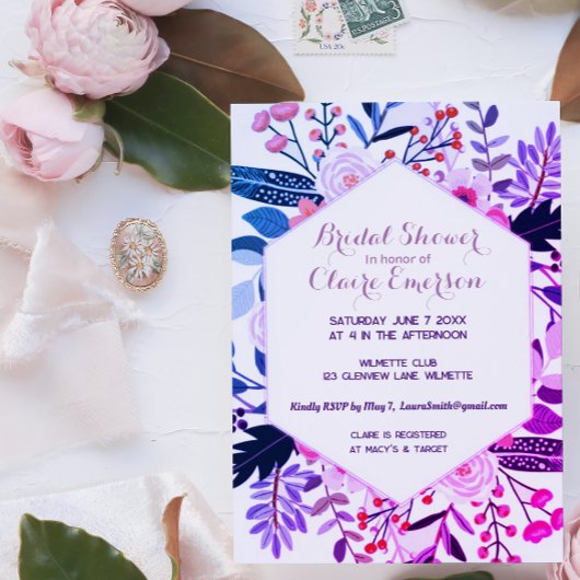 Invitation Boho cadre floral
