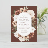 Invitation Boho Cadre Floral Mariage élégant (Debout devant)