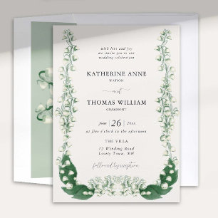 Invitation Boho cadre romantique aquarelle Lily Valley Mariag