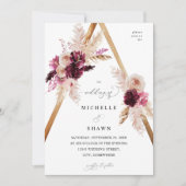 Invitation Boho Cadre rose Pampas Grass Mariage Floral (Devant)