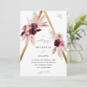 Invitation Boho Cadre rose Pampas Grass Mariage Floral (Debout devant)