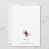 Invitation Boho Cadre rose Pampas Grass Mariage Floral (Dos)