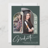 Invitation Boho Calligraphy Arch Two Photo Graduation (Devant)