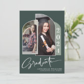 Invitation Boho Calligraphy Arch Two Photo Graduation (Debout devant)