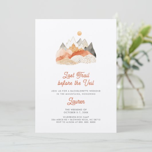 Invitation Boho Camping Bachelorette Week-End Party (Debout devant)