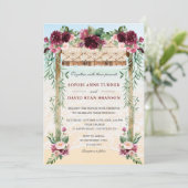 Invitation Boho Canopy Bourgogne Floral Beach Maui Mariage (Debout devant)