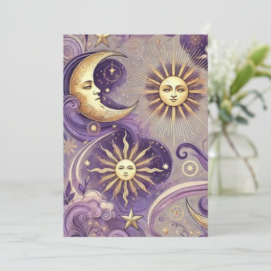 Invitation Boho céleste et soleil céleste et lune (Debout devant)