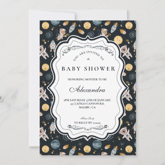 Invitation Boho Celestial Animal Baby Shower (Devant)