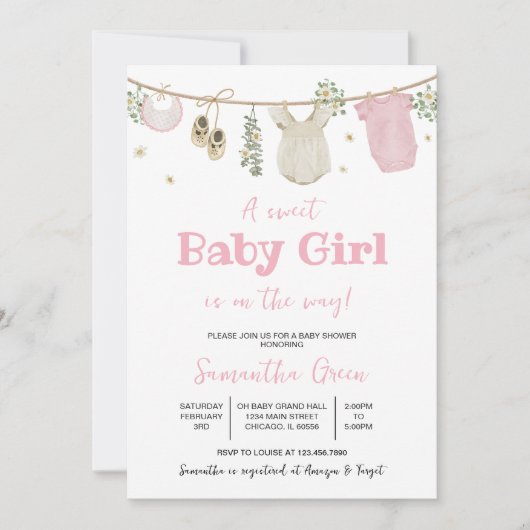 Invitation Boho C'est un Baby shower de vêtements pour bébé f (Devant)