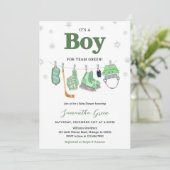 Invitation Boho C'est un garçon Baby shower de hockey sur gla (Debout devant)