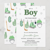 Invitation Boho C'est un garçon Baby shower de hockey sur gla (Devant / Derrière)