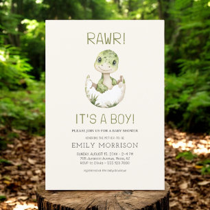 Invitation Boho C'est un garçon Dinosaur branché Baby Boy Sho