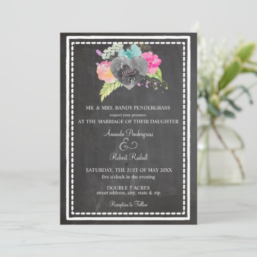 Invitation Boho Chalkboard (Debout devant)