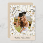 Invitation Boho Chamomile Aquarelle Florale Photo Graduation (Devant / Derrière)